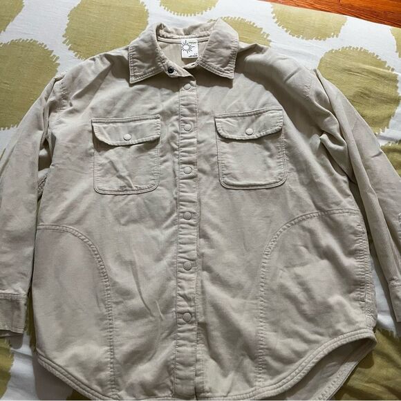 American eagle offline by aerie cream corduroy oversized button down size small - Picture 1 of 4
